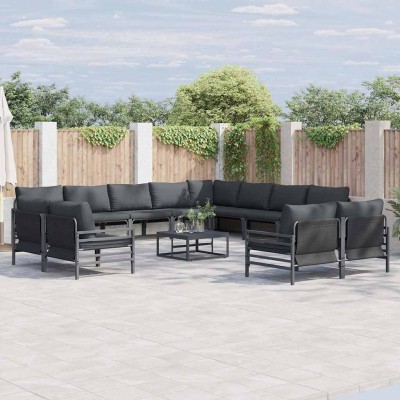 Conjunto de sofá de jardín 12 pcs Antracita Acero