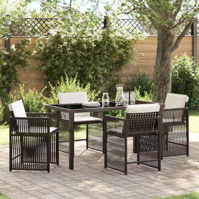 Conjunto de Comedor de Jardín 5 pcs Marrón ratán sintético