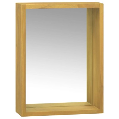 Mueble con espejo madera maciza de teca 30x10x40 cm