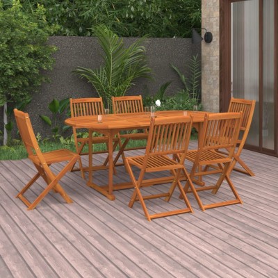 Juego comedor de jardín 7 pzas madera maciza acacia 180x90x75cm