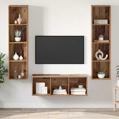 Juego de muebles de TV 3 pcs Madera vieja 37 x 37 x 142.5 cm