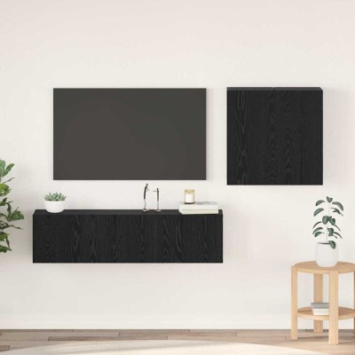 Conjunto de mueble de TV 4 pcs Roble negro 120 x 30 x 30 cm