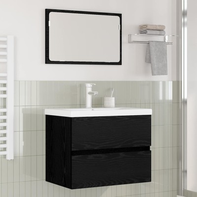 Juego de muebles de baño 3 pcs Roble negro 60 x 38.5 x 45 cm