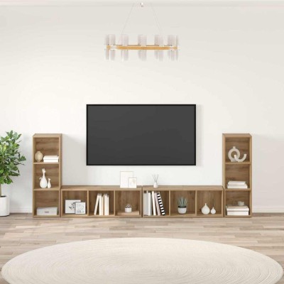 Gabinete de TV 4 pcs Roble artisan 37 x 35 x 107.5 cm