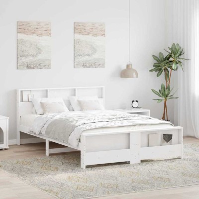 Estructura de cama Blanco 140 x 200 cm Madera maciza de pino