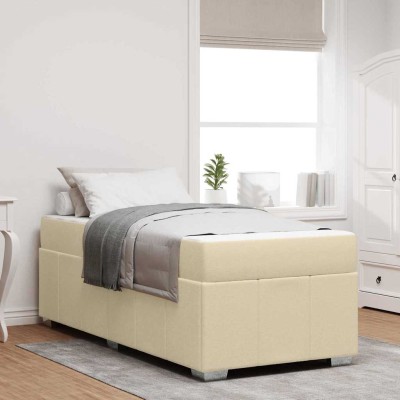 Estructura de cama con colchón Crema 100 x 200 cm tela
