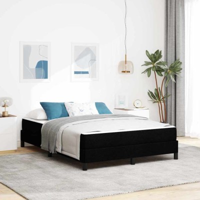 Cama tipo Box Spring con colchón Negro 160 x 200 cm tela