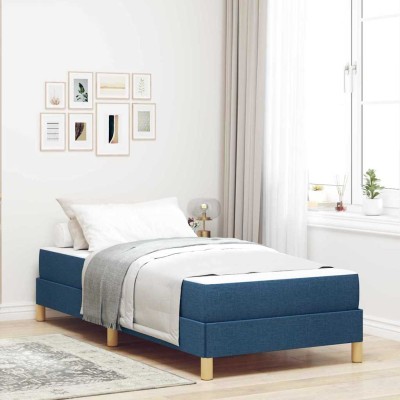 Cama tipo Box Spring Azul y Blanco 100 x 200 cm Espuma