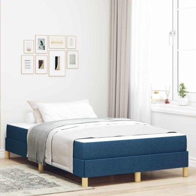 Cama tipo Box Spring Azul y marrón 120 x 200 cm