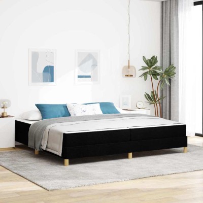 Cama tipo Box Spring Negro y Marrón 200 x 200 cm