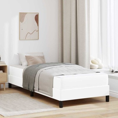 Cama con colchón Blanco puro 100 x 200 cm Cuero sintético