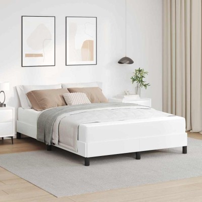 Cama con colchón Blanco puro 140 x 190 cm Cuero sintético