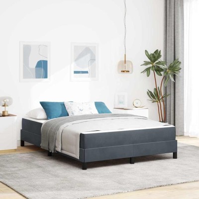 Cama box spring con colchón Gris oscuro 140 x 200 cm Terciopelo