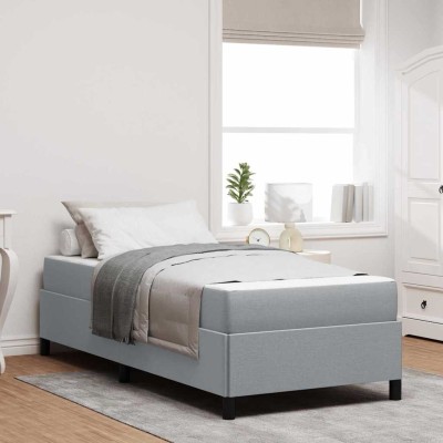 Cama tipo Box Spring Gris claro y negro 80 x 200 cm