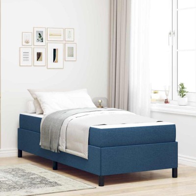 Cama tipo Box Spring Azul y Negro 90 x 200 cm