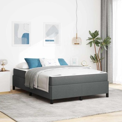 Cama tipo Box Spring Gris oscuro y Negro 140 x 190 cm
