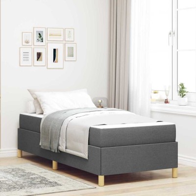 Cama tipo Box Spring Gris oscuro y blanco y gris oscuro
