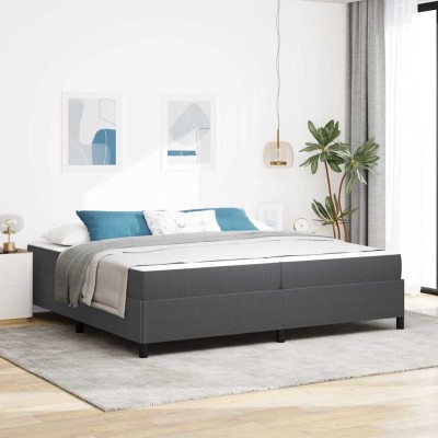 Estructura de cama Gris oscuro 200 x 200 cm Telas de pana