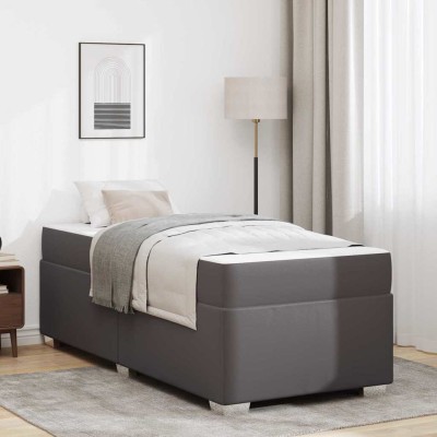 Estructura de cama Gris 90 x 190 cm Cuero sintético