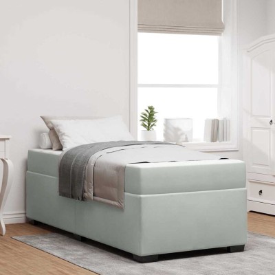 Estructura de cama con colchón Gris claro 100 x 200 cm