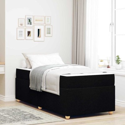 Estructura de cama con colchón Negro 80 x 200 cm tela
