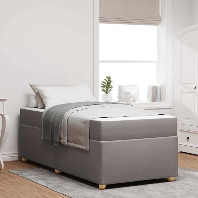 Estructura de cama con colchón Taupé 100 x 200 cm tela