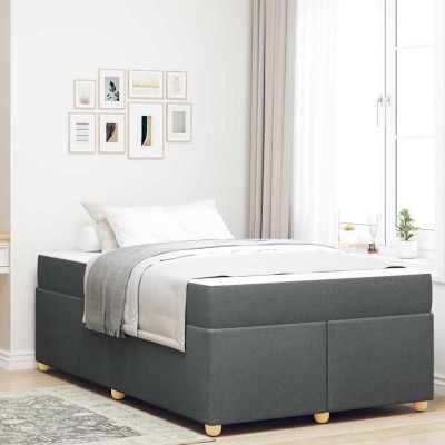 Estructura de cama con colchón Gris oscuro 120 x 200 cm tela