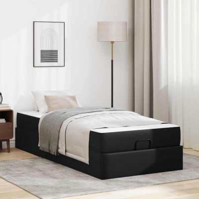 Estructura de cama con colchón con colchón Negro 90 x 200 cm