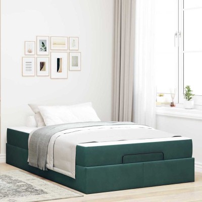 Estructura de cama Verde oscuro 120 x 200 cm Terciopelo