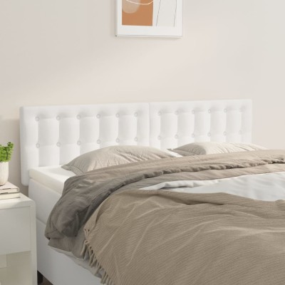 Cabeceros 2 unidades cuero sintético blanco 72x5x78/88 cm