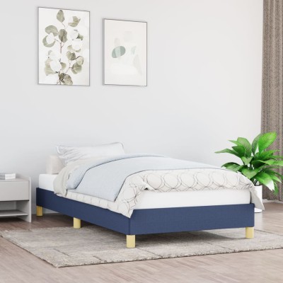 Estructura de cama sin colchón tela azul 100x200 cm