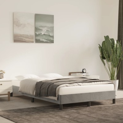 Estructura de cama sin colchón terciopelo gris claro 120x200 cm