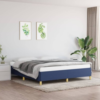 Cama sin colchón tela azul 160x200 cm