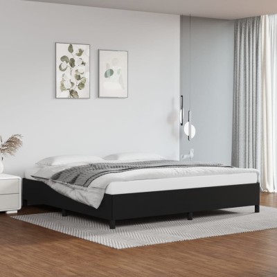 Estructura de cama sin colchón cuero sintético negro 200x200 cm