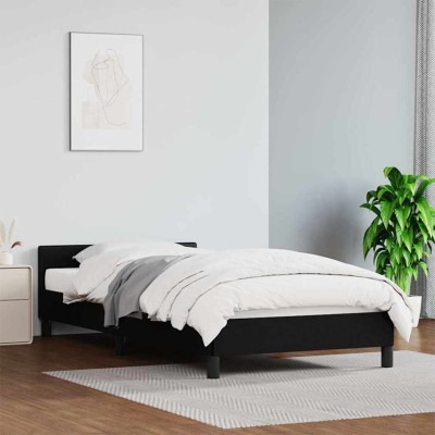 Estructura de cama con cabecero sin colchón negro 90x200 cm