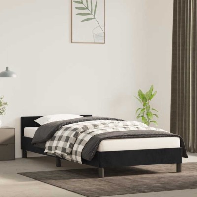 Cama con cabecero sin colchón terciopelo negro 80x200 cm