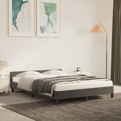 Estructura de cama sin colchón terciopelo gris oscuro 140x200cm
