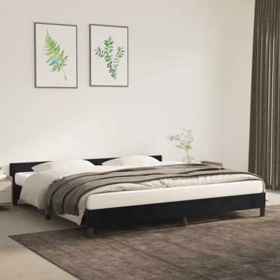 Estructura cama sin colchón terciopelo negro 200x200 cm