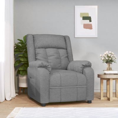 Sillón reclinable de tela gris claro