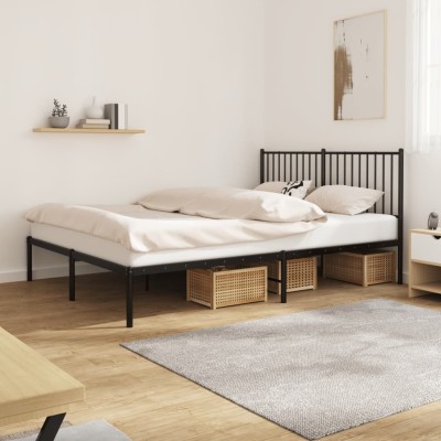 Estructura cama sin colchón con cabecero metal negro 160x200 cm