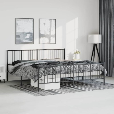Estructura cama sin colchón con estribo metal negro 193x203 cm