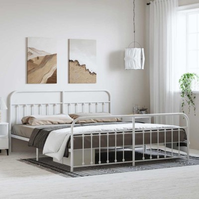 Estructura cama sin colchón con estribo metal blanco 183x213 cm