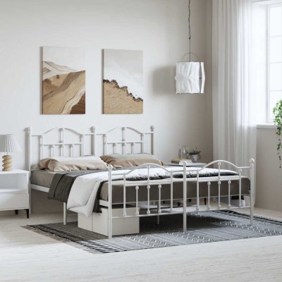 Estructura cama sin colchón con estribo metal blanco 183x213 cm
