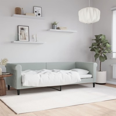 Sofá cama sin colchón terciopelo gris claro 80x200 cm