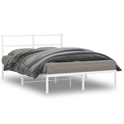 Estructura cama sin colchón con cabecero metal blanco 140x190cm
