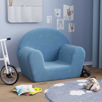 Sofá para niños felpa suave azul