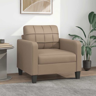 Sillón cuero sintético color capuchino 60 cm
