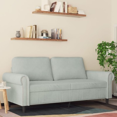 Sofá de 2 plazas de terciopelo gris claro 140 cm