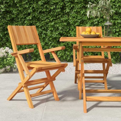 Sillas de jardín plegables 2 uds madera maciza teca 55x61x90 cm