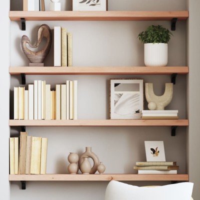Estante de pared madera maciza de roble sin tratar 100x20x4 cm